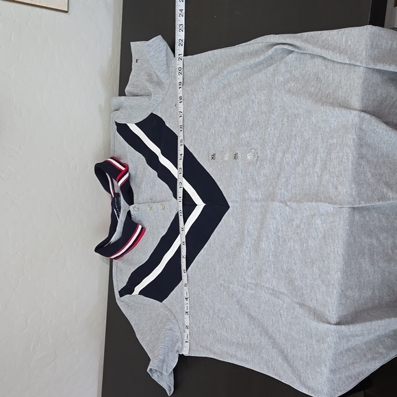 Tommy Hilfiger T-Shirt Dress Women's Gray Blue Chevron Print Point Collar SZ XL - Picture 11 of 12